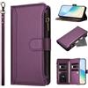 TAIHOZE Compatibile con Samsung Galaxy J3 (2017) J330F,Compatibile con Samsung Galaxy J3 Pro (2017) kickstand Portafoglio con cerniera, scomparti multipli per carte, cordino corto, custodia protettiva Purple