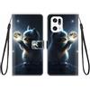 KARTXITAI Cover Compatibile con Oppo Find X5 PU Pelle TPU Silicone Portafoglio Magnetica con Disegni Motivo Animale Flip Custodia in Libro Slot Schede Custodia-Gatto della luna,cielo,stelle