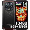 DOOGEENEXT Fire 6 Termocamera Telefono Rugged 10400mAh 16GB+256GB Android 14 (nero)
