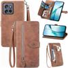 JIUNINE Cover a Libro in Pelle per Motorola Edge 60 Neo / 50 Neo, Marrone