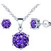 MICSAVI Collana e Orecchini Set di Gioielli da Donna Ciondolo Zirconia cubica con Catenina in Argento Sterling 925