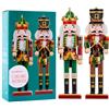THE TWIDDLERS 2 Schiaccianoci Natale in Legno 30 cm, Soldatini Natalizi | Pupazzo Nutcracker con Tamburo, Statue e Soldato, Soprammobili Addobbi e Decorazioni per Casa, Christmas Decorations