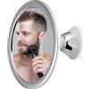SQAQS Specchio Doccia con Ventosa, Piccolo Specchio Da Bagno A Parete Senza Adesivo,Specchio Barba In Plastica Infrangibile, Specchi da Barba Antiappannamento, 17 inch(Cerchio)