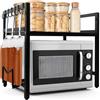 Jomdjmskes Mensola Microonde Scaffale Cucina Estensibile 2 Livelli 6 Ganci