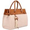Liu Jo Borsa Manhattan Naturale, Cotone e Lino, 32x26x17 cm, con Tracolla Regolabile e Nappa Decorativa