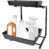 Geentargetel Armadietto portaoggetti estraibile a forma di L, regolabile in altezza a 2 ripiani, per cucina, armadio, bagno, lavabo (nero)