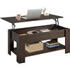 Yaheetech Tavolino da Caffè sollevabile 120 x 60 x 49,5-62,5 cm Marrone