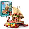 LEGO Disney Princess Moana Wayfinding Boat Building Toy 43210 Disney Princess Set di giocattoli con mini bambole Moana e Sina, statuetta del delfino, giocattolo di simulazione ispirato alla Disney per