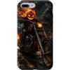 Motorghast Garage Custodia per iPhone 7 Plus/8 Plus Testa di zucca fiammeggiante Chopper Rider Halloween Biker