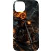 Motorghast Garage Custodia per iPhone 14 Plus Testa di zucca fiammeggiante Chopper Rider Halloween Biker