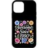 Vintage Flowers Watercolor Birthday Custodia per iPhone 12 mini Awesome Since 1990 - Compleanno Floreale Acquerello