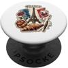 Lakelandwholesale1 Shirt Company Francia Parigi Torre Eiffel Vino Croissant Vintage Graphic Des PopSockets PopGrip Adesivo