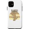 Retro Sundown Design Custodia per iPhone 11 Distressed Cute And Angry Dino Seppia Retro Tramonto