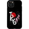 CRAZEELEBAH JAPAN INC Custodia per iPhone 11 Pro Arte vintage Tokyo Giappone Sakura rosso sole pennellata