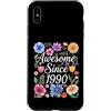 Vintage Flowers Watercolor Birthday Custodia per iPhone XS Max Awesome Since 1990 - Compleanno Floreale Acquerello