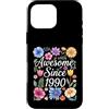 Vintage Flowers Watercolor Birthday Custodia per iPhone 16 Pro Max Awesome Since 1990 - Compleanno Floreale Acquerello