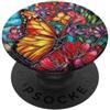 Colorfulbatterfly Vibrant Stained Glass Butterfly Floral PopSockets PopGrip Adesivo