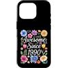 Vintage Flowers Watercolor Birthday Custodia per iPhone 16 Pro Awesome Since 1990 - Compleanno Floreale Acquerello