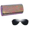 Generic Porta occhiali da vista con cristalli glitterati, scintillante fatta a mano per occhiali da sole e montature decorative, rigida anti-schiacciamento, per occhiali da donna