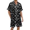 Generisch Pigiama di Natale corto da uomo Shorty Pigiama Divertente T Shirt E Pantaloncini Pigiama Set Stampa Loungewear Abbottonatura Pigiameria Shorty Due Pezzi Pijamas