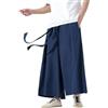Generisch Pantaloni da uomo elasticizzati, pantaloni larghi, stile cinese, in seta di ghiaccio, uniforme, per il tempo libero, etnico, Hakama Kung Fu Pantaloni con orlo largo Wushu, Blu mare, M