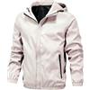 Generisch Giacca impermeabile da uomo, leggera, pieghevole, con cappuccio, giacca da lavoro, giacca bomber, impermeabile, traspirante, giacca a vento, beige., L