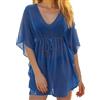 Qianderer Costume da bagno da donna, copricostume da bagno sexy e trasparente, in chiffon, con laccetti in vita, Za Blu Scuro, Etichettalia unica
