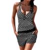Generisch Tankini da donna Set tankini da donna con pantaloncini, tankini, costume da bagno in due pezzi, sexy, scollo a V, con pois bianchi, top e costume da bagno
