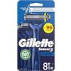 Gillette Sensor3 Comfort - Rasoio monouso da uomo, 8 pezzi, blu | Rasoio da uomo con strisce scorrevoli