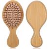 Xthrotsenk 2 spazzole per capelli in bambù, mini spazzole da viaggio in legno, piccole e compatte, spazzole da viaggio in legno, mini spazzole districanti per capelli, per donne, per tutti i tipi di capelli