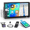 Inefala Autoradio Carplay 1 Din Compatibile con Android Auto, 7 Pollici Touchscreen Radio Auto Supporta Bluetooth Mirror Link AUX TF FM Radio USB EQ con Telecamera Posteriore