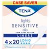 Tena Lights Long Liner, 80 fodere per incontinenza (4 x 20 confezioni) per donne con pelle sensibile, fodera traspirante e inodore, per debolezza della vescica leggera e incontinenza