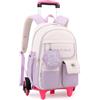 IvyH Zaino scolastico con trolley per ragazze, zaino con ruote per adolescenti, set 2 in 1 con zaino rimovibile e trolley con 6 ruote, per scuola elementare e media, Lilla, Mittelgroße, Classico