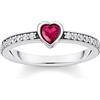 THOMAS SABO Anello solitario da donna con pietra rossa a forma di cuore in argento Sterling 925 annerito TR2448-640-10, 60, Argento sterling 925 annerito, Zirconi bianchi, corindone sintetico rosso