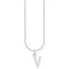 Thomas Sabo Collana con lettera V, in argento Sterling 925 con zirconi, Argento, KE2261-051-14