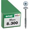 SPAX T-TAR plus 251010803005 - Viti per costruzioni in legno, 8,0 x 300 mm, testa piatta, filettatura parziale, 4CUT, WIROX A3J, 50 pezzi