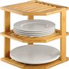 Bambüsi Scaffale angolare rustico in bambù a 3 ripiani, organizer per cucina e bagno, piano di lavoro e armadietti