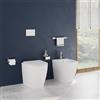 Parama Coppia di sanitari filomuro ceramica bianco opaco vaso rimless copriwc soft-close e bidet | Europa Small