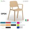 SEIPO OPEN OP0002 Sedia monoscocca Polipropilene impilabile 4 gambe con braccioli SEIPO