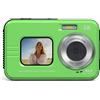 INF Fotocamera digitale 5K impermeabile: doppia fotocamera, autoscatti e video HD Verde