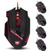 Zelotes Mouse da gaming cablata Zelotes T90, con illuminazione LED multi-modalità, 9200 DPI, per PC, Mac, con set di pesi regolabili e 8 tasti (nera)