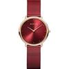 BERING 15729-363 Orologio da donna al quarzo, orologio da polso con cassa in acciaio inossidabile color oro rosa da 29 mm e quadrante rosso, cinturino in maglia milanese, vetro zaffiro, 3 ATM