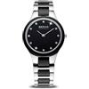 BERING 32327-742 Orologio da polso al quarzo da donna, cassa in acciaio inox color argento da 27 mm, quadrante nero, cinturino in acciaio inox con elementi in ceramica, 5 ATM