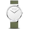 BERING 15540-800 Orologio da polso da uomo al quarzo, cassa in acciaio inossidabile color argento da 40 mm e quadrante bianco, cinturino in silicone, vetro zaffiro, 5 ATM