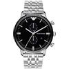 Emporio Armani Orologio da uomo, movimento cronografo al quarzo, cassa in acciaio inossidabile 43 mm e bracciale in acciaio inossidabile, AR0389, Tono Argento e Nero, 43 mm