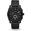 Fossil Orologio Machine da uomo, movimento cronografo al quarzo da 45 mm con cinturino in acciaio inossidabile o in pelle, 45 mm, Nero Jet