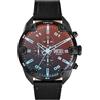 Diesel Orologio Analogico al Quarzo Uomo con Cinturino in Pelle DZ4667, Nero e Spettro