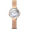 BERING 15527-364 Orologio da donna al quarzo, orologio da polso con cassa in acciaio inossidabile color oro rosa da 27 mm e quadrante bianco, cinturino in maglia milanese, vetro zaffiro, 5 ATM