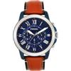 Fossil Orologio Grant da uomo, movimento cronografo al quarzo, cassa in acciaio inossidabile bicolore da 44 mm con cinturino in pelle, FS5151, Marrone