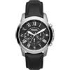 Fossil Orologio Grant da uomo, movimento cronografo al quarzo, cassa in acciaio inossidabile da 44 mm con cinturino in vera pelle, FS4812, Nero e grigio